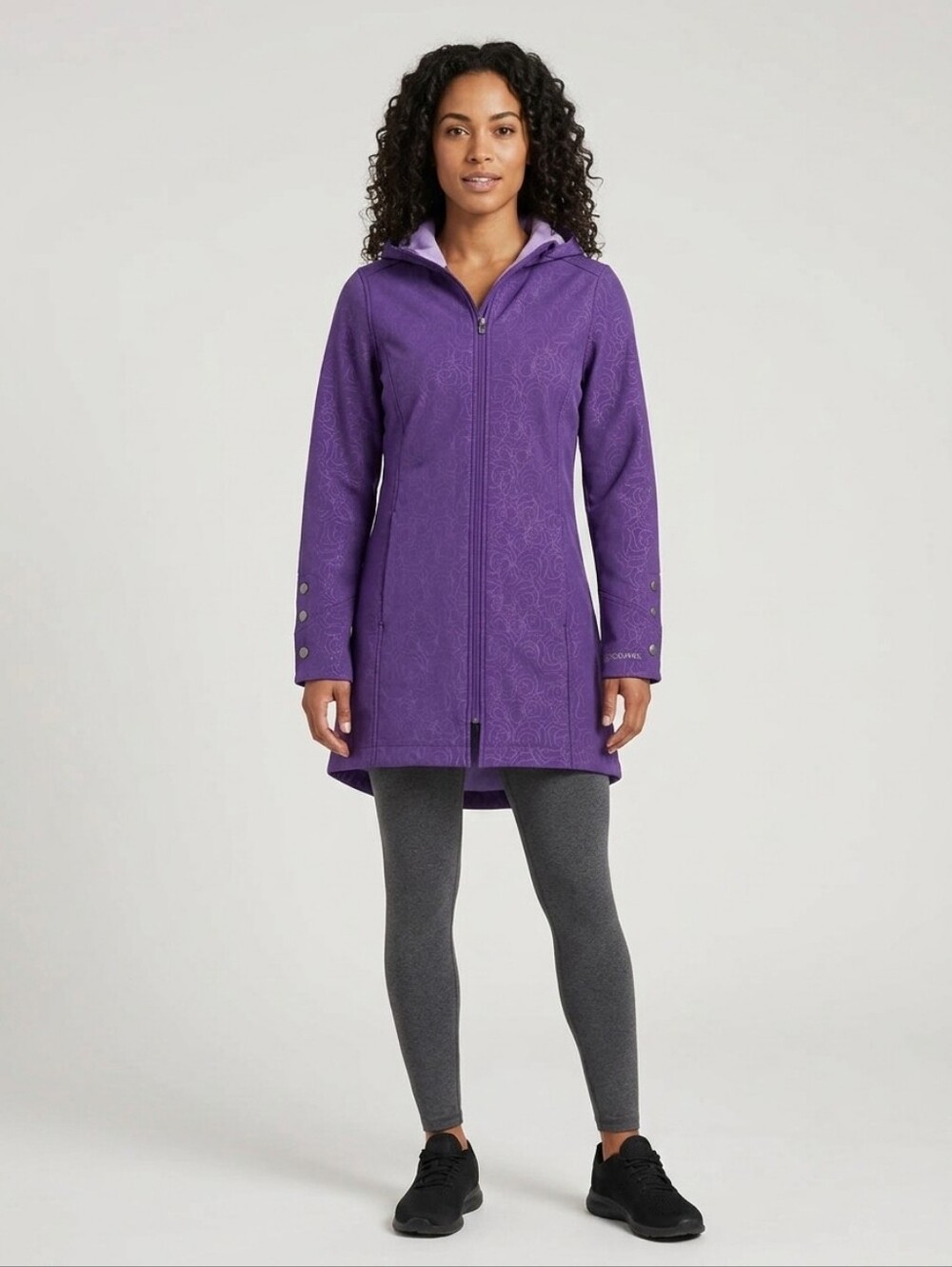Purple Hooded Softshell Coat